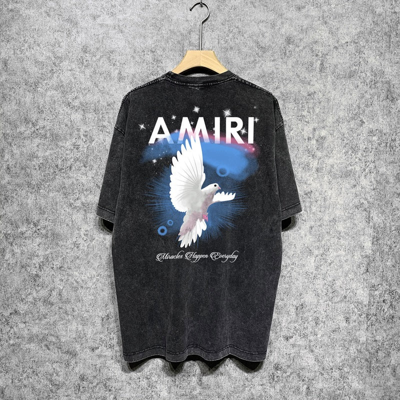 CASA-AMIRI 2025 New High Quality Cotton Flower Logo T-Shirt D034