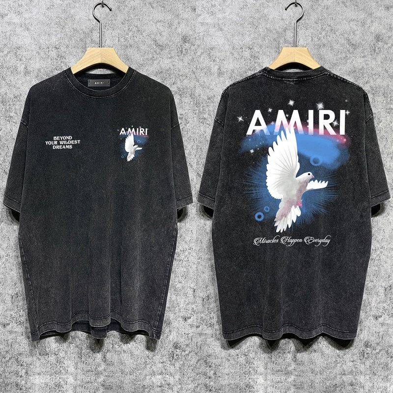 CASA-AMIRI 2025 New High Quality Cotton Flower Logo T-Shirt D034