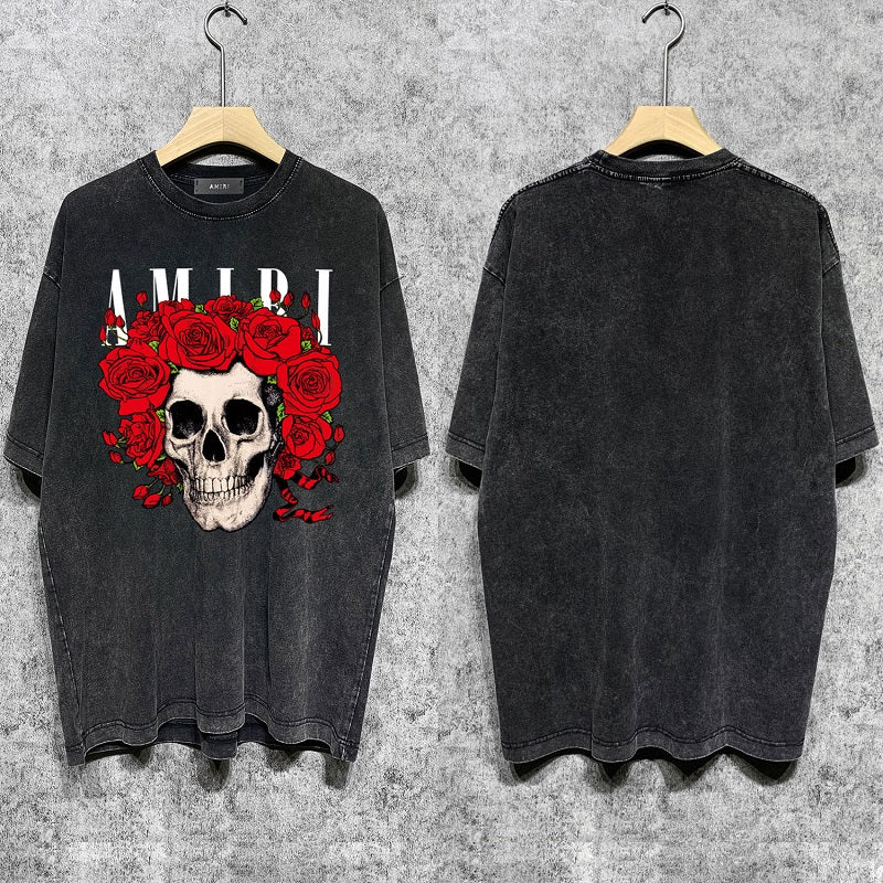 CASA-AMIRI 2025 New High Quality Cotton Flower Logo T-Shirt D030