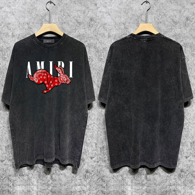 CASA-AMIRI 2025 New High Quality Cotton Flower Logo T-Shirt D076
