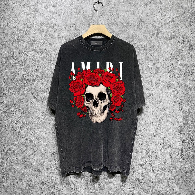 CASA-AMIRI 2025 New High Quality Cotton Flower Logo T-Shirt D030