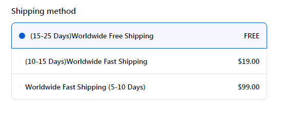 Select shipping time