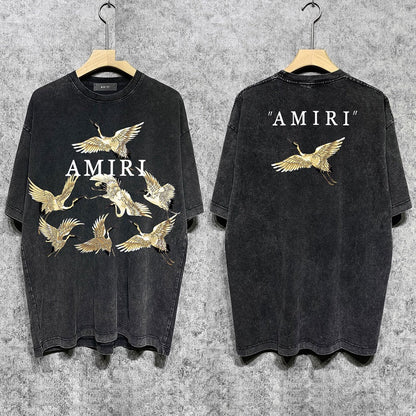 CASA-AMIRI 2025 New High Quality Cotton Flower Logo T-Shirt D007