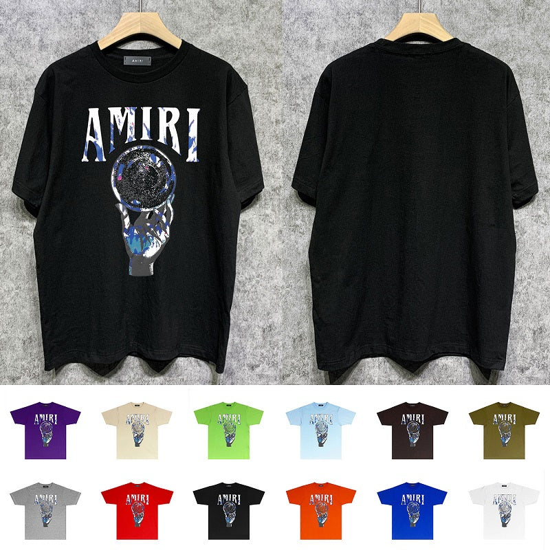 CASA-AMIRI 2025 New High Quality Cotton Flower Logo T-Shirt 074