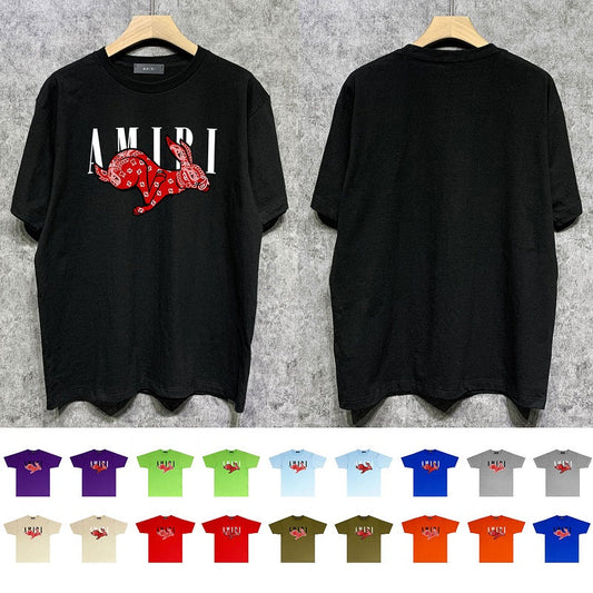 CASA-AMIRI 2025 New High Quality Cotton Flower Logo T-Shirt 076
