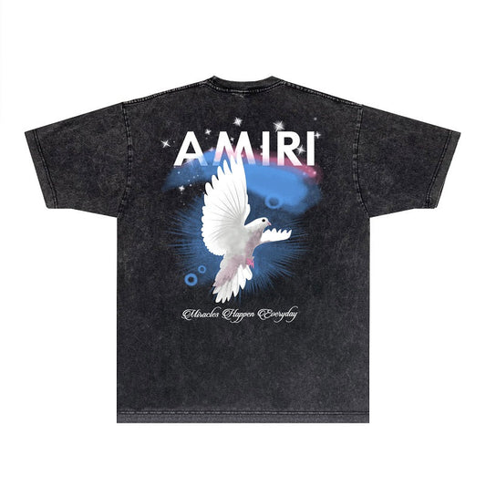 CASA-AMIRI 2025 New High Quality Cotton Flower Logo T-Shirt D034