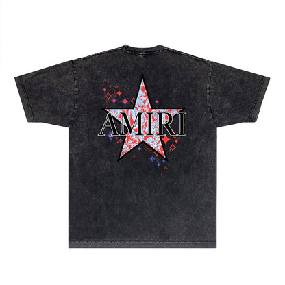 CASA-AMIRI 2025 New High Quality Cotton Flower Logo T-Shirt D031