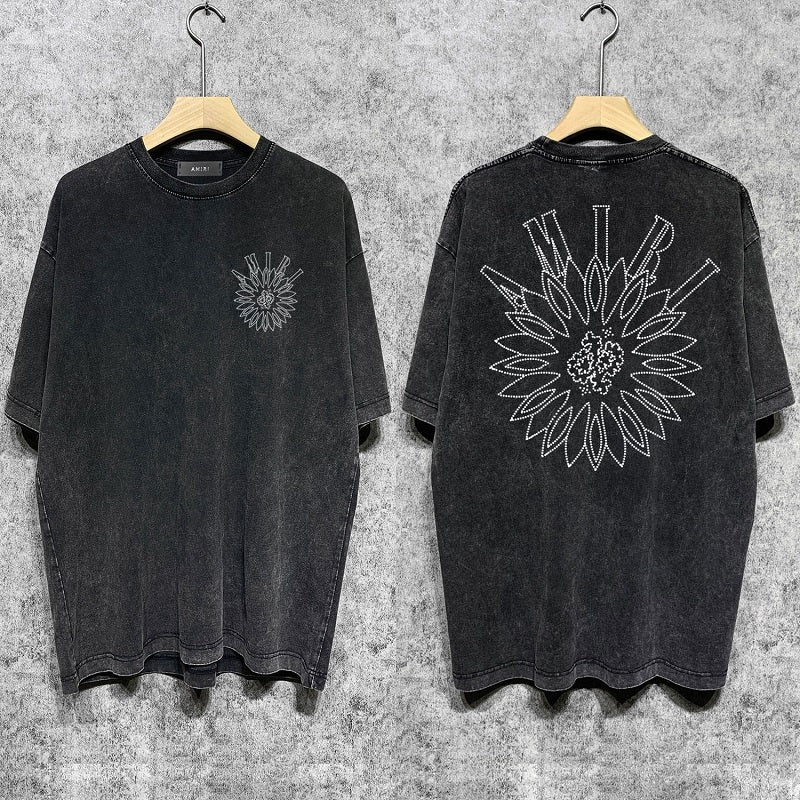 CASA-AMIRI 2025 New High Quality Cotton Flower Logo T-Shirt D051