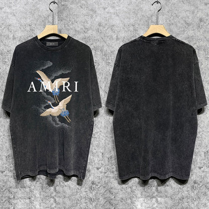 CASA-AMIRI 2025 New High Quality Cotton Flower Logo T-Shirt D008