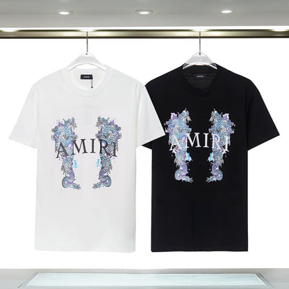 CASA-AMIRI 2025 New High Quality Cotton Flower Logo T-Shirt