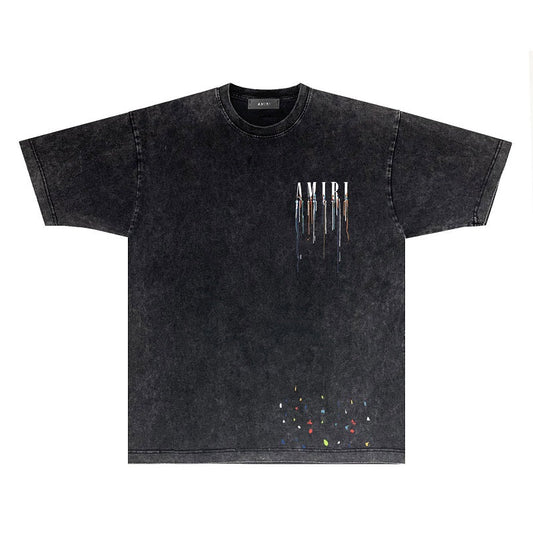 CASA-AMIRI 2025 New High Quality Cotton Flower Logo T-Shirt D009