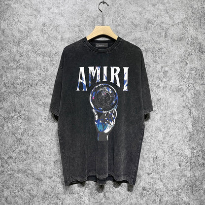 CASA-AMIRI 2025 New High Quality Cotton Flower Logo T-Shirt D074