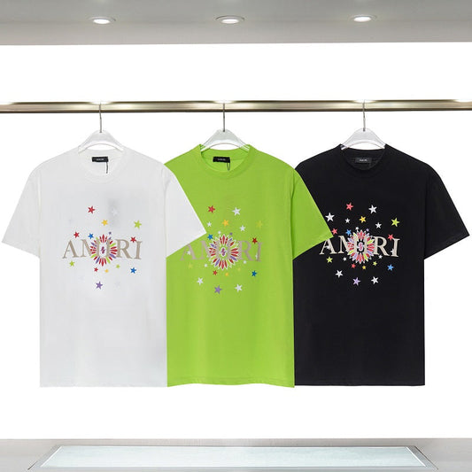 CASA-AMIRI 2025 New High Quality Cotton Flower Logo T-Shirt