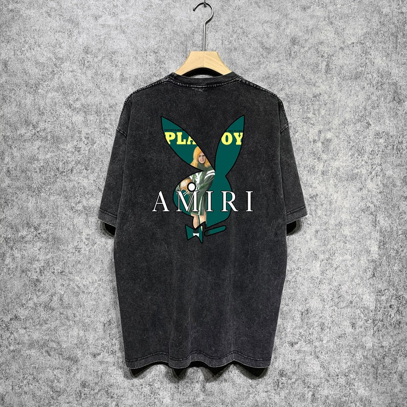 CASA-AMIRI 2025 New High Quality Cotton Flower Logo T-Shirt D010