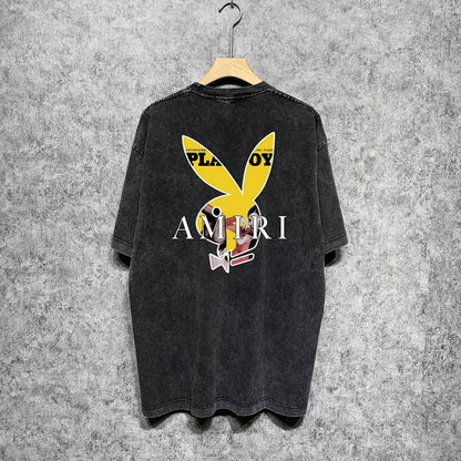 CASA-AMIRI 2025 New High Quality Cotton Flower Logo T-Shirt D010