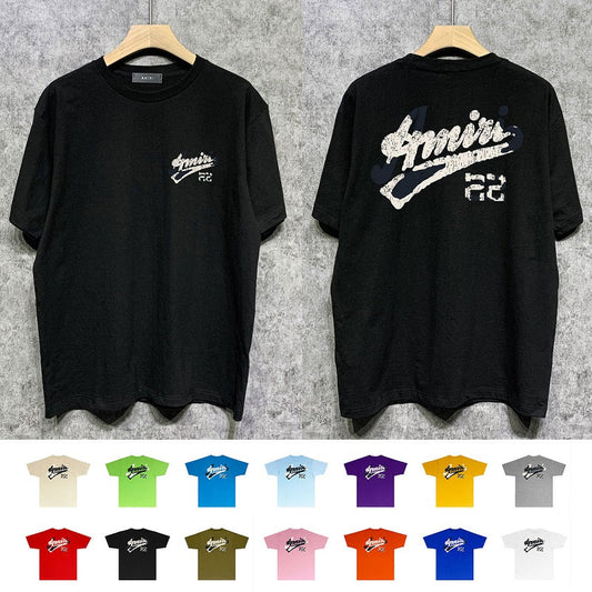 CASA-AMIRI 2025 New High Quality Cotton Flower Logo T-Shirt 082